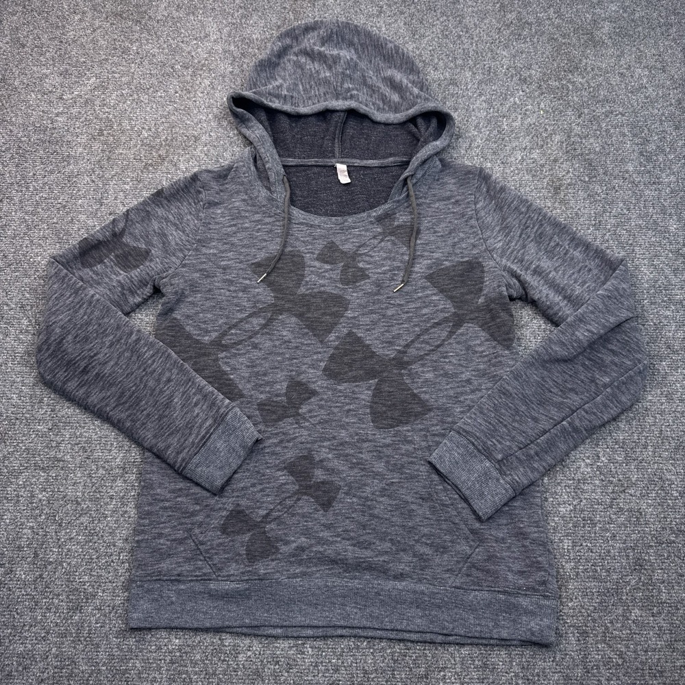 Under Armour Lightweight Hoodie Womens Size Small Gray‎ AOP Logo Pullover